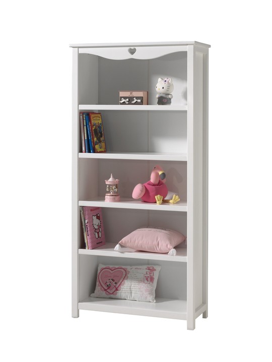 Biblioteca din MDF si lemn de pin "Amori" White, l90xA40xH190 cm